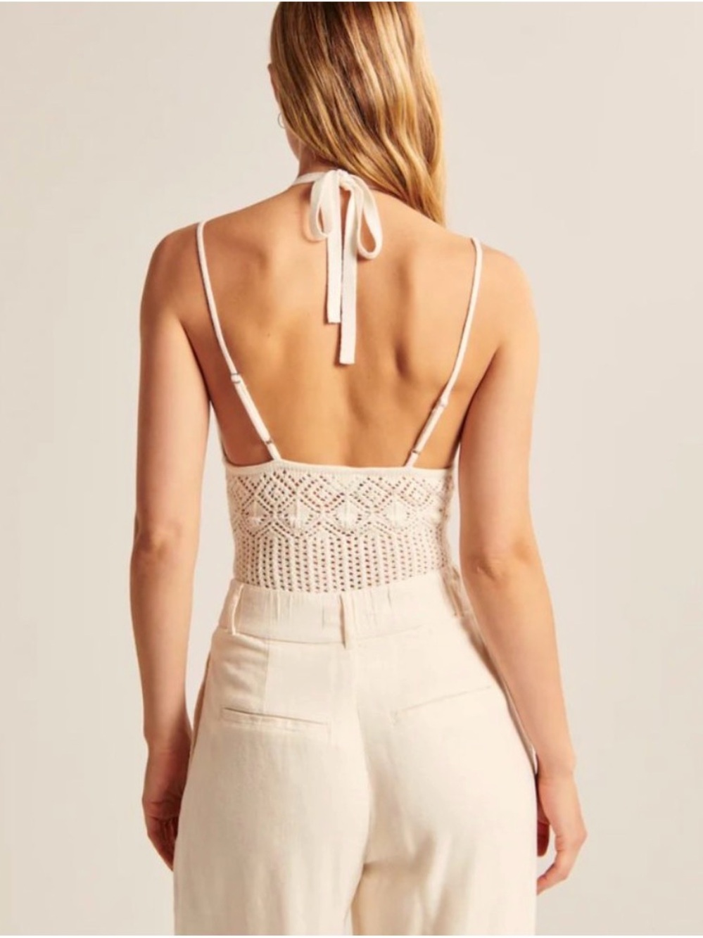 Abercrombie & Fitch Cream Crochet Knit coastal grandmother boho bodysuit . Small - Picture 2 of 8